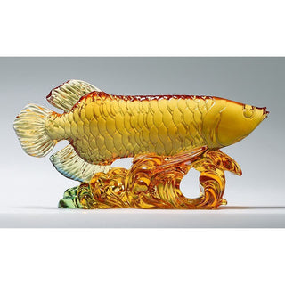 Buddha Gift Handmade Liuli Crystal Koi Fish Art Piece Luck Home Office Decoration