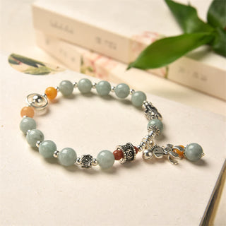 Buddha Gift 925 Sterling Silver Natural Jade Amber PiXiu Pony Success Bracelet
