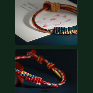 Buddha Gift Tibetan Handmade Eight Thread Peace Knot Prayer Wheel Braided Protection Bracelet