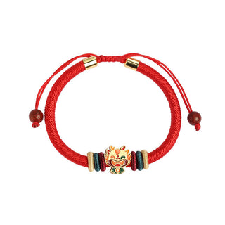 Buddha Gift Handmade 925 Sterling Silver Year of the Dragon Cute Chinese Zodiac Luck Braided Red Bracelet