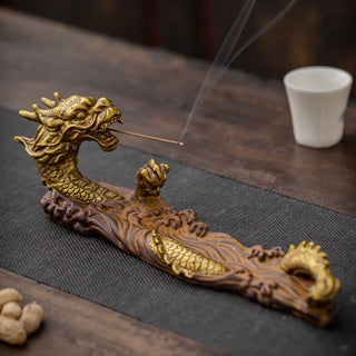 Buddha Gift Dragon Protection Ceramic Stick Incense Burner Decoration