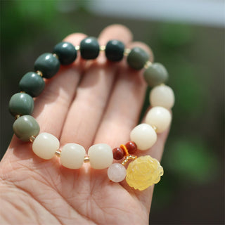 Buddha Gift Gradient Bodhi Seed Amber Lotus Peace Bracelet
