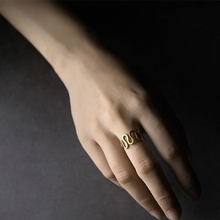 Buddha Gift Simple Curved Brass Design Copper Luck Wealth Adjustable Ring