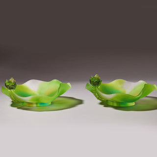 Buddha Gift Feng Shui Lotus Handmade Liuli Crystal Art Piece Home Office Offering Decoration