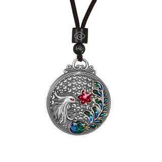 Buddha Gift 990 Sterling Silver Phoenix Luck Protection Necklace Pendant