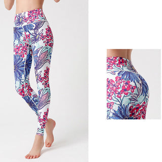 Buddha Gift Colorful Flower Petal Leaves Print Sports Exercise Fitness High Waist Leggings Women's Yoga Pants