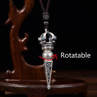 Buddha Gift Tibetan Om Mani Padme Hum Dorje Vajra Design Wisdom Rotatable Necklace Pendant