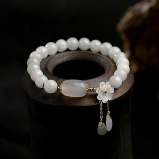 Buddha Gift Natural White Jade Luck Bracelet