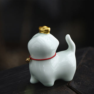 Buddha Gift Mini Lucky Cat Ingot Tea Pet Ceramic Home Desk Figurine Decoration