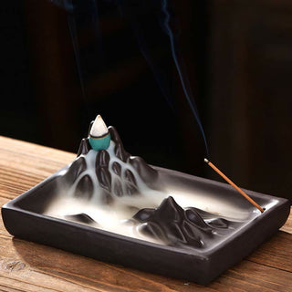 Buddha Gift Mountains Flowing Water Ceramic Blessing Backflow Incense Burner