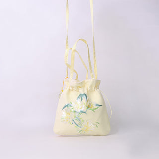 Buddha Gift Lotus Peony Epiphyllum Phoenix Suzhou Embroidery Cotton Linen Tote Crossbody Bag Shoulder Bag Handbag