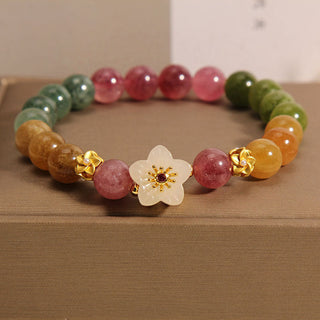 Buddha Gift Colorful Tourmaline Jade Flowers Love Bracelet
