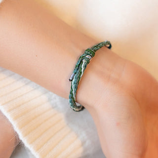 Buddha Gift 925 Sterling Silver Bamboo Reincarnation Knot Luck Protection String Bracelet