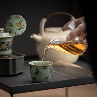 Buddha Gift Butterfly Flower Lotus Koi Fish Plum Blossom Ceramic Teacup Kung Fu Tea Cup 100ml