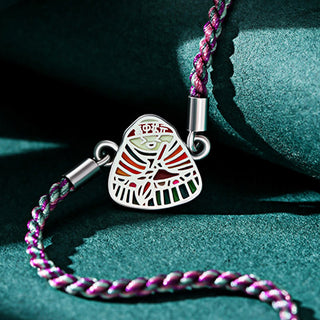 Buddha Gift 925 Sterling Silver Zongzi Pattern Luck Multicolored Handcrafted Bracelet
