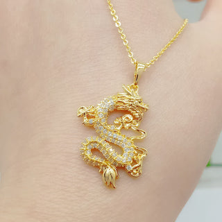 Buddha Gift Gold Dragon Protection Necklace Pendant