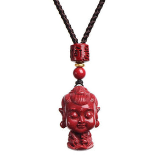 Buddha Gift Chinese Zodiac Natal Buddha Natural Cinnabar Amulet Keep Away Evil Spirits Necklace Pendant