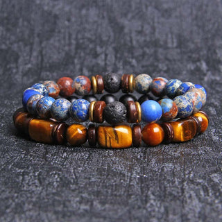 Buddha Gift 2PCS Healing Crystal Emperor Stone Tiger Eye Bead Bracelet