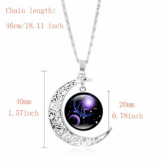 Buddha Gift 12 Constellations of the Zodiac Moon Protection Necklace Chain Pendant