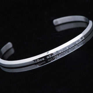 Buddha Gift Six True Words Engraving Titanium Steel Blessing Protection Bracelet