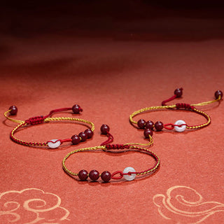 Buddha Gift Natural Cinnabar Jade Peace Buckle Blessing Bracelet