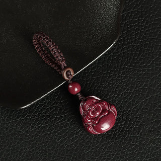 Buddha Gift Laughing Buddha Cinnabar Blessing Necklace Pendant Phone Hanging Decoration Key Chain
