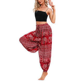Buddha Gift Elephant Geometry Pattern Casual Loose Harem Trousers Women's Yoga Pants