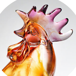 Buddha Gift Handmade Liuli Crystal Rooster Art Piece Home Decoration