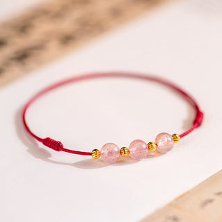 Buddha Gift Strawberry Crystal Beads Luck Red String Anklet