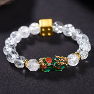Buddha Gift Color-Changing Pixiu White Crystal Dice Wealth Bracelet