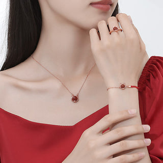 ❗❗❗A Flash Sale- Buddha Gift 925 Sterling Silver Year of the Dragon Cinnabar Red Agate Dragon Protection Bracelet Necklace Pendant Earrings Ring