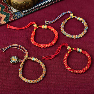 Buddha Gift Tibetan Handmade Luck Thangka Prayer Wheel Charm Weave String Bracelet