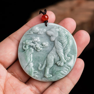 Buddha Gift Chinese Zodiac Tiger Jade Protection Necklace String Pendant