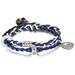 Buddha Gift 925 Sterling Silver Om Mani Padme Hum Swastika Handmade Protection Bracelet