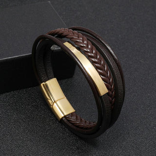Buddha Gift Simple Design Titanium Steel Leather Luck Bracelet