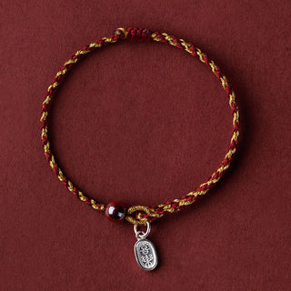 Buddha Gift Handcrafted Red Gold Rope Lotus Peace And Joy Charm Braid Bracelet