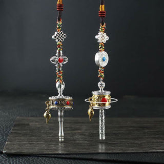 Buddha Gift Tibet Om Mani Padme Hum Prayer Wheel Peace Rotatable Bag Car Hanging Decoration