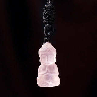 Buddha Gift Various Crystal Amethyst Pink Crystal White Crystal Citrine Buddha Carved Spiritual Healing Necklace Pendant Decoration