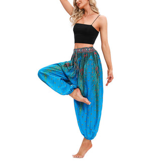 Buddha Gift Peacock Feather Pattern Loose Harem Trousers Women's Yoga Pants