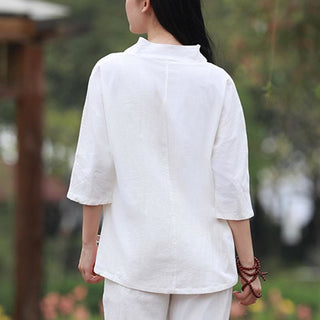 Buddha Gift 2Pcs Shirt Top Pants Meditation Zen Tai Chi Cotton Linen Clothing Women's Set