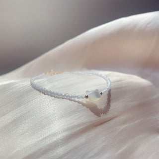 Buddha Gift 14K Gold Plated Black Spinel White Crystal Cute Cat Tridacna Stone Healing Bracelet