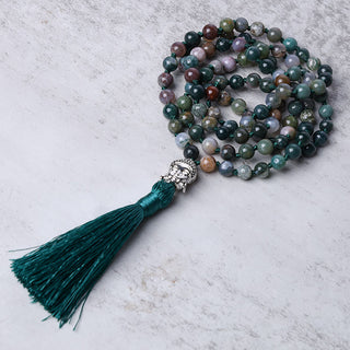 Buddha Gift 108 Mala Beads Indian Agate Buddha Head Cleansing Bracelet