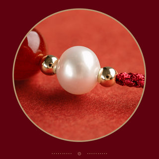 Buddha Gift 925 Sterling Silver Good Fortune Fu Character Agate Pearl Red String Braid Bracelet