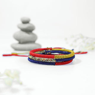 Buddha Gift Tibet Handmade Multicolor King Kong Knot Faith Protection Braided Two-Color String Bracelet