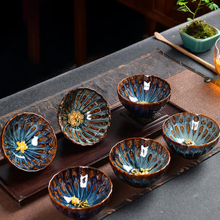 Buddha Gift Lotus Peacock Dragon Phoenix Koi Fish Ceramic Teacup Inlaid Tea Cups 120ml