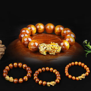 Buddha Gift Lucky Golden Tiger Eye Abundant Pixiu Bracelet