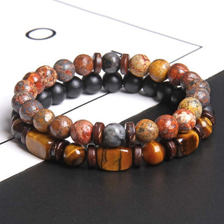 Buddha Gift 2PCS Healing Crystal Emperor Stone Tiger Eye Bead Bracelet