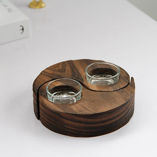 Buddha Gift Yin Yang Wood Candle Holder Meditation Rituals Use Items