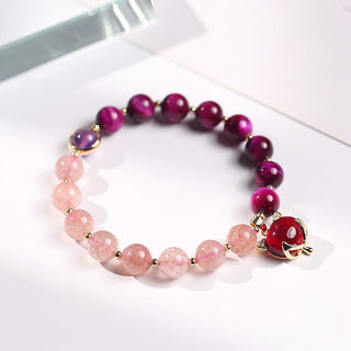 Buddha Gift Natural Strawberry Quartz Pixiu Love Bracelet