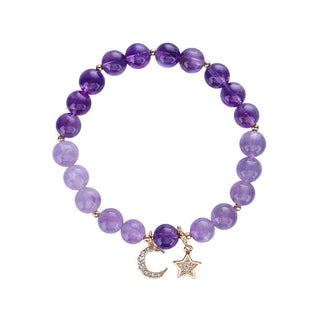 Buddha Gift Amethyst Crystal Moon Star Healing Bracelet